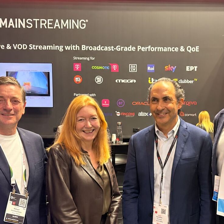Digital TV Group CEO Richard Lindsay-Davies, L-R Digital Chair Lesley McKenzie, Mainstreaming Founder and CEO Antonio Corrado and Mainstreaming SVP Business Operations Paul Martin. 
